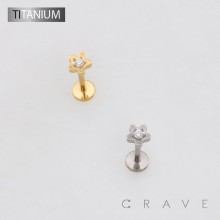 3D CENTER CZ STAR FLOWER TOP THREADLESS PUSH IN ASTM F136 IMPLANT GRADE TITANIUM LABRET SET
